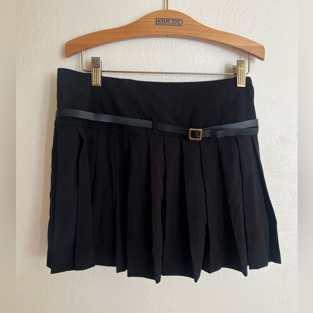 Black Mini Skirt with Belt